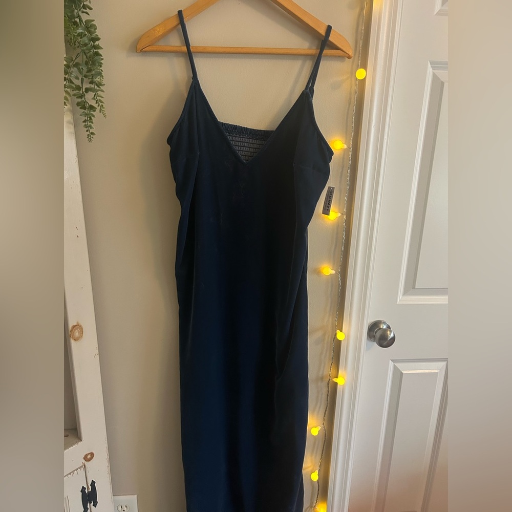 Navy Blue velvet Slip Dress NWT